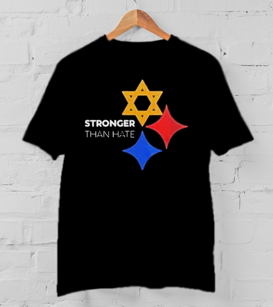 Pittsburgh Steelers Stronger Than Hate Star Of David Yellow Red Blue T-Shirt