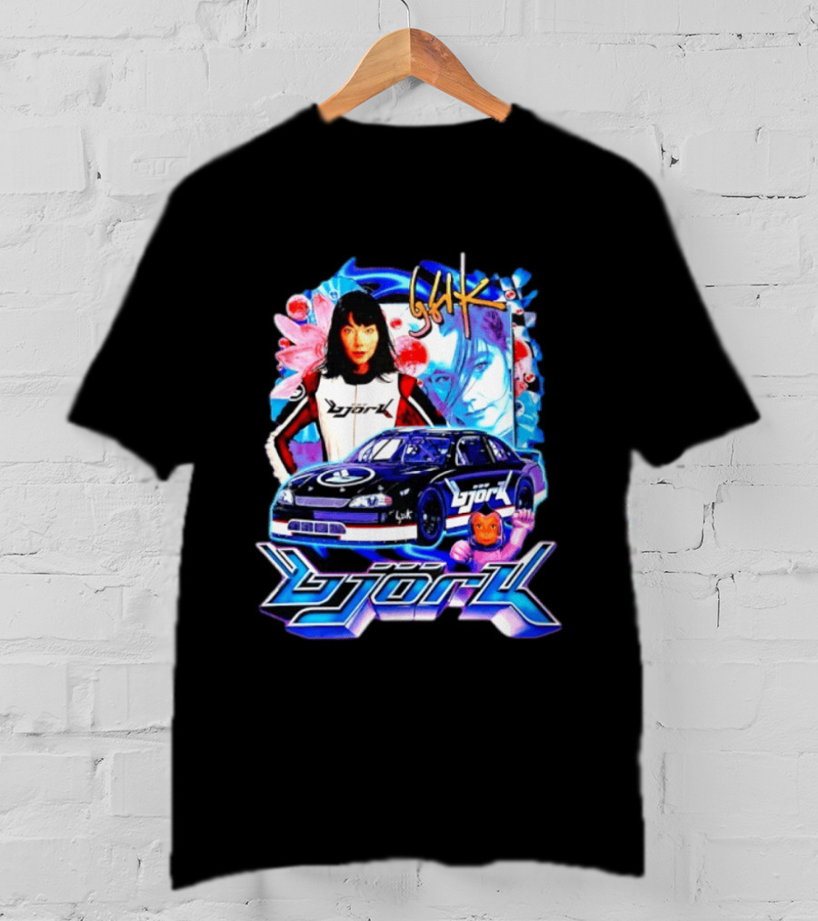 Vintage Bjork Racing Car Graphic Icelandic Music T-Shirt