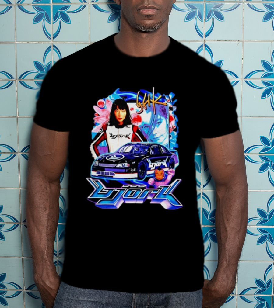 Vintage Bjork Racing Car Graphic Icelandic Music T-Shirt