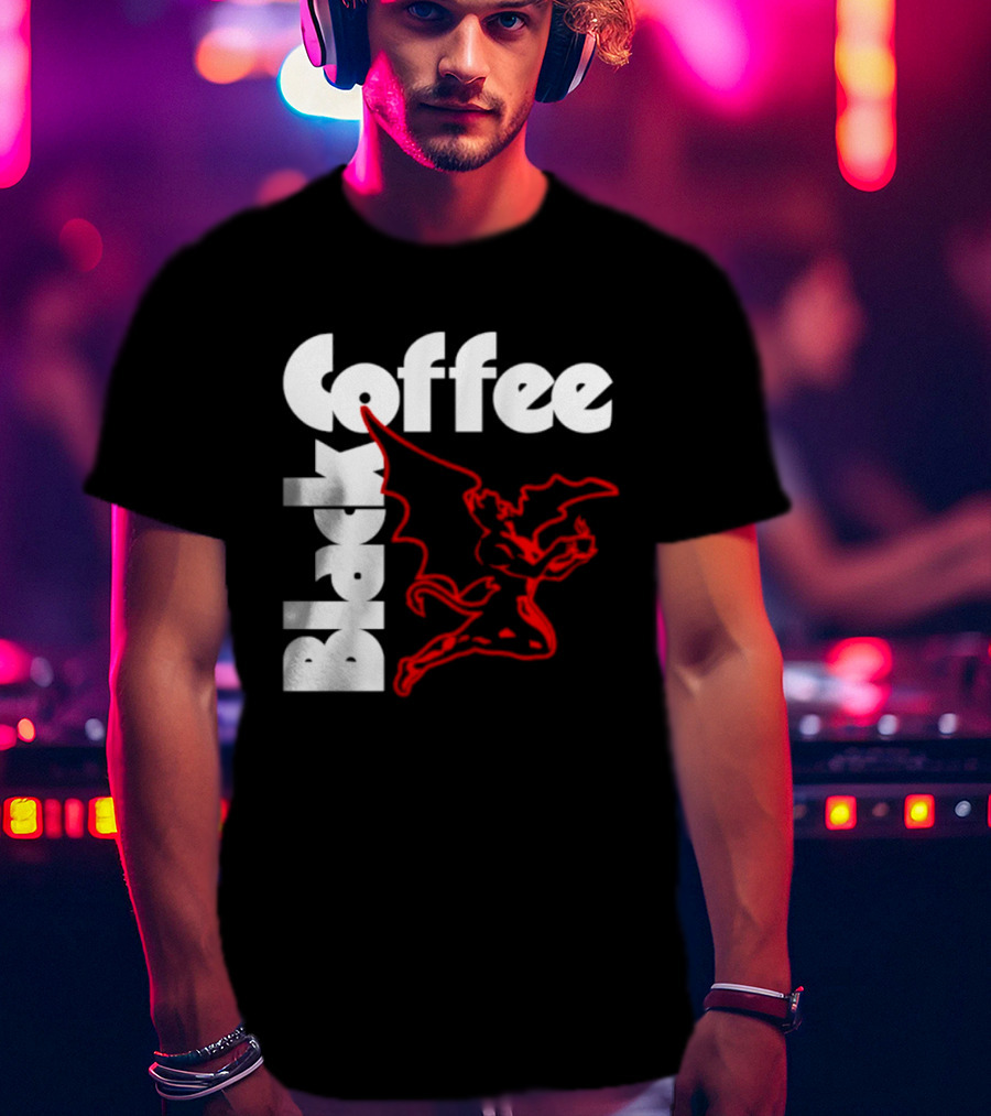 Black Coffee Devil Caffeine Drinking T-Shirt