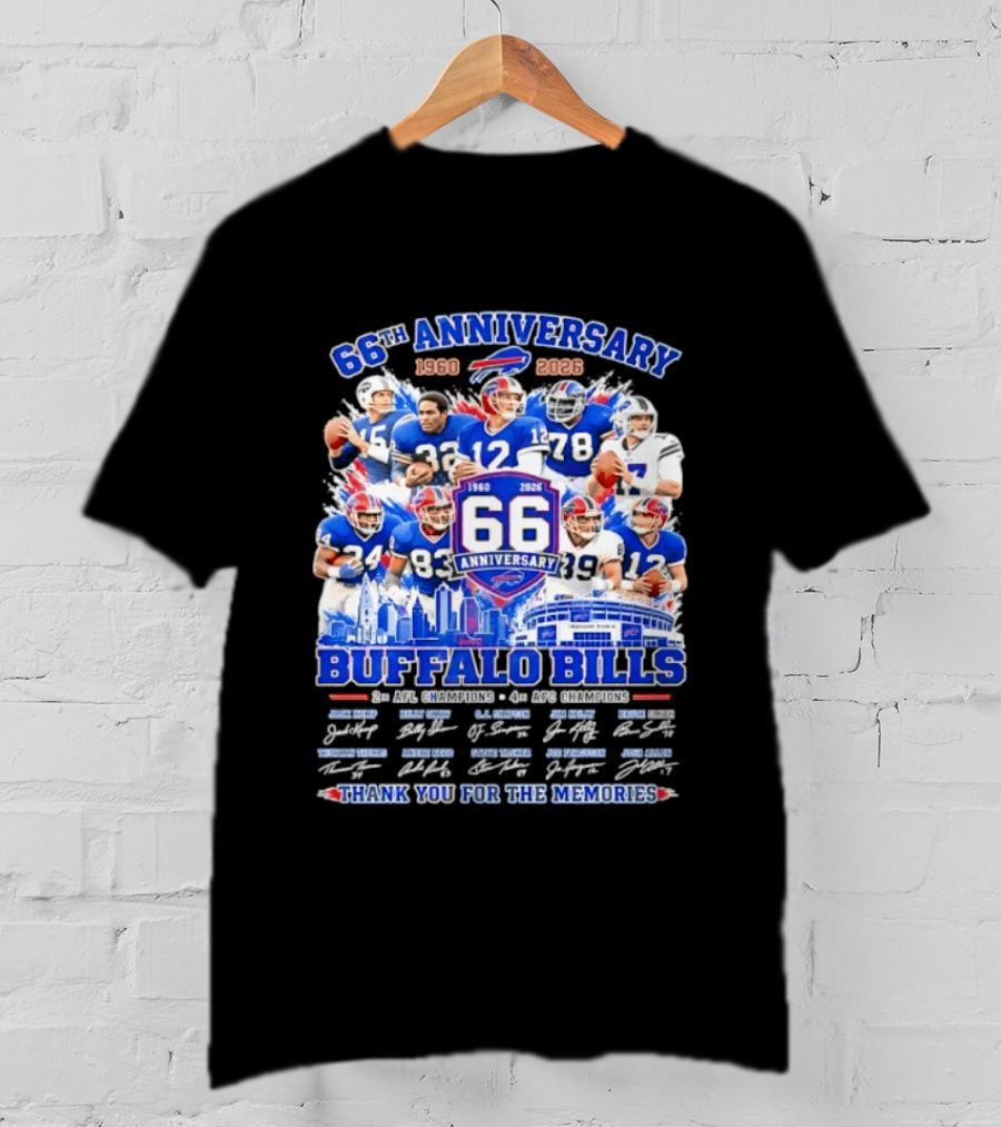 66th Anniversary Buffalo Bills 1960 2026 AFL Champions Thank You For The Memories T-Shirt
