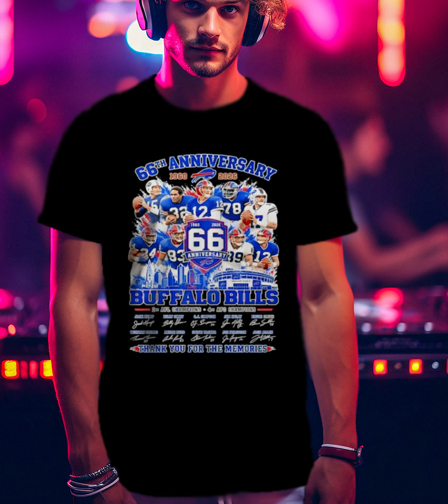 66th Anniversary Buffalo Bills 1960 2026 AFL Champions Thank You For The Memories T-Shirt