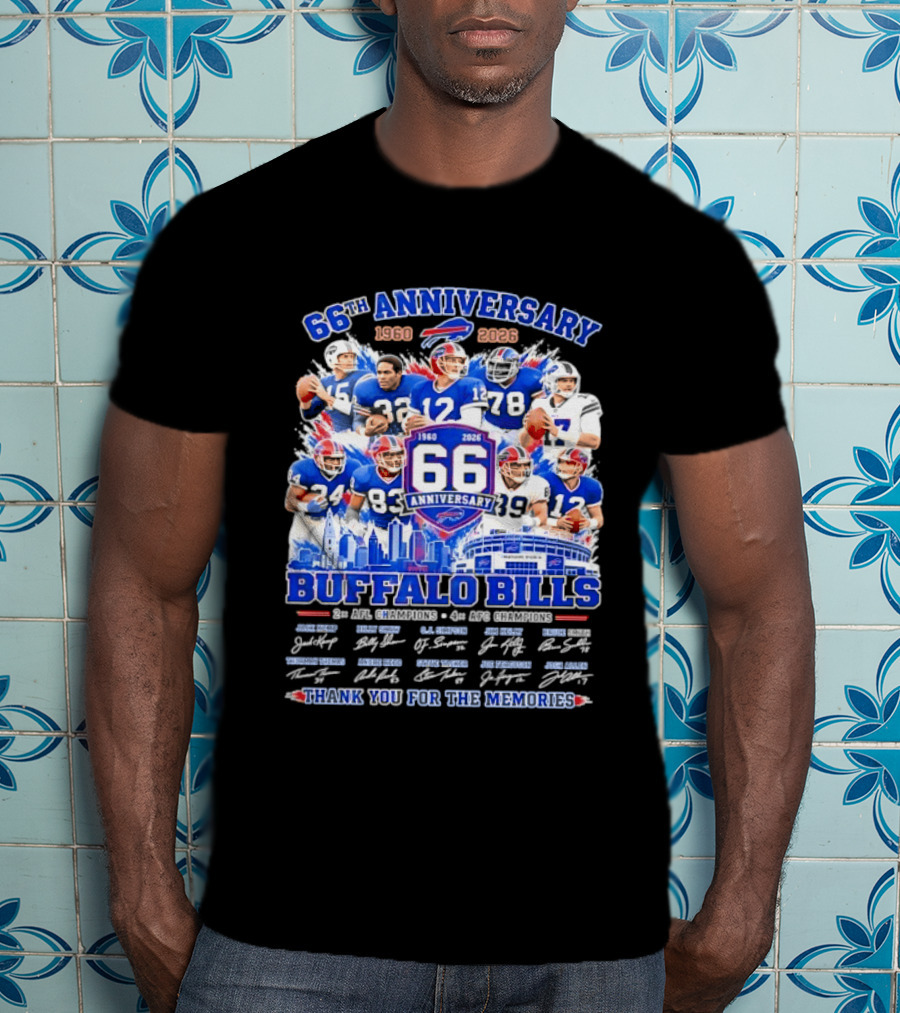 66th Anniversary Buffalo Bills 1960 2026 AFL Champions Thank You For The Memories T-Shirt