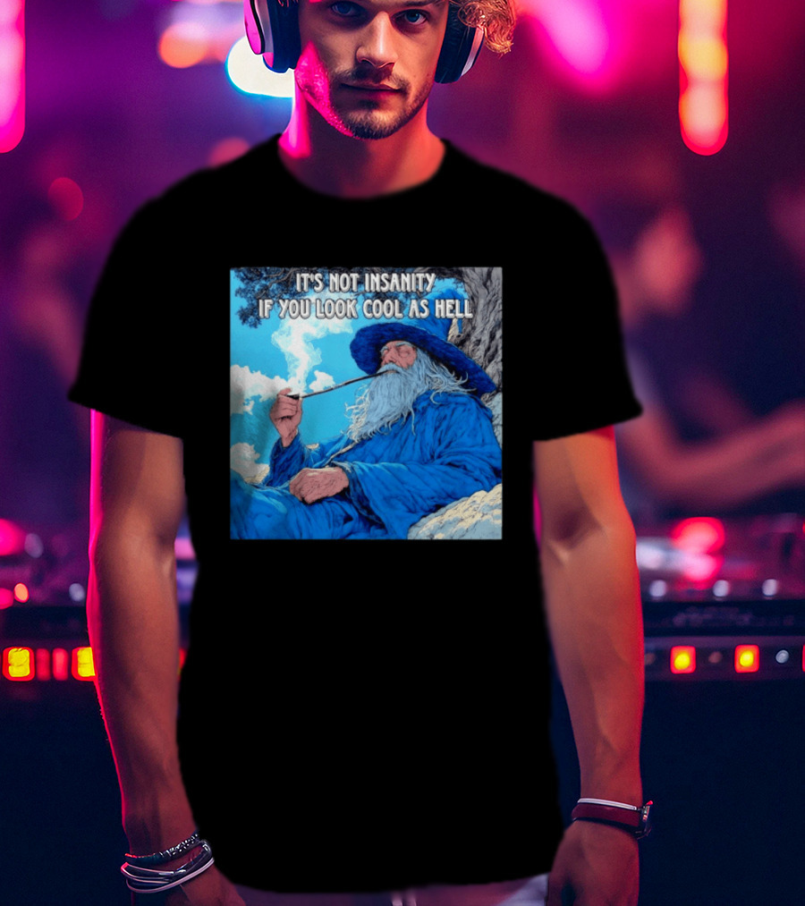 It's Not Insanity If You Look Cool As Hell Wizard Smoking Pipe T-Shirt
