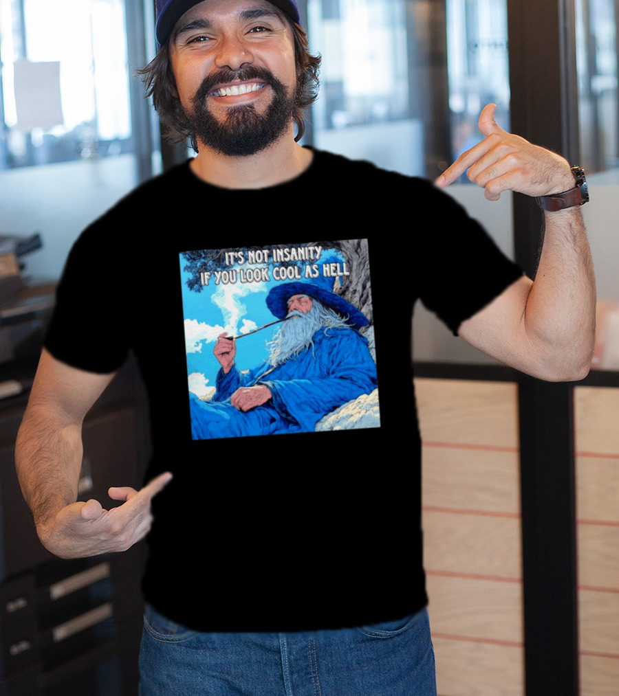 It's Not Insanity If You Look Cool As Hell Wizard Smoking Pipe T-Shirt