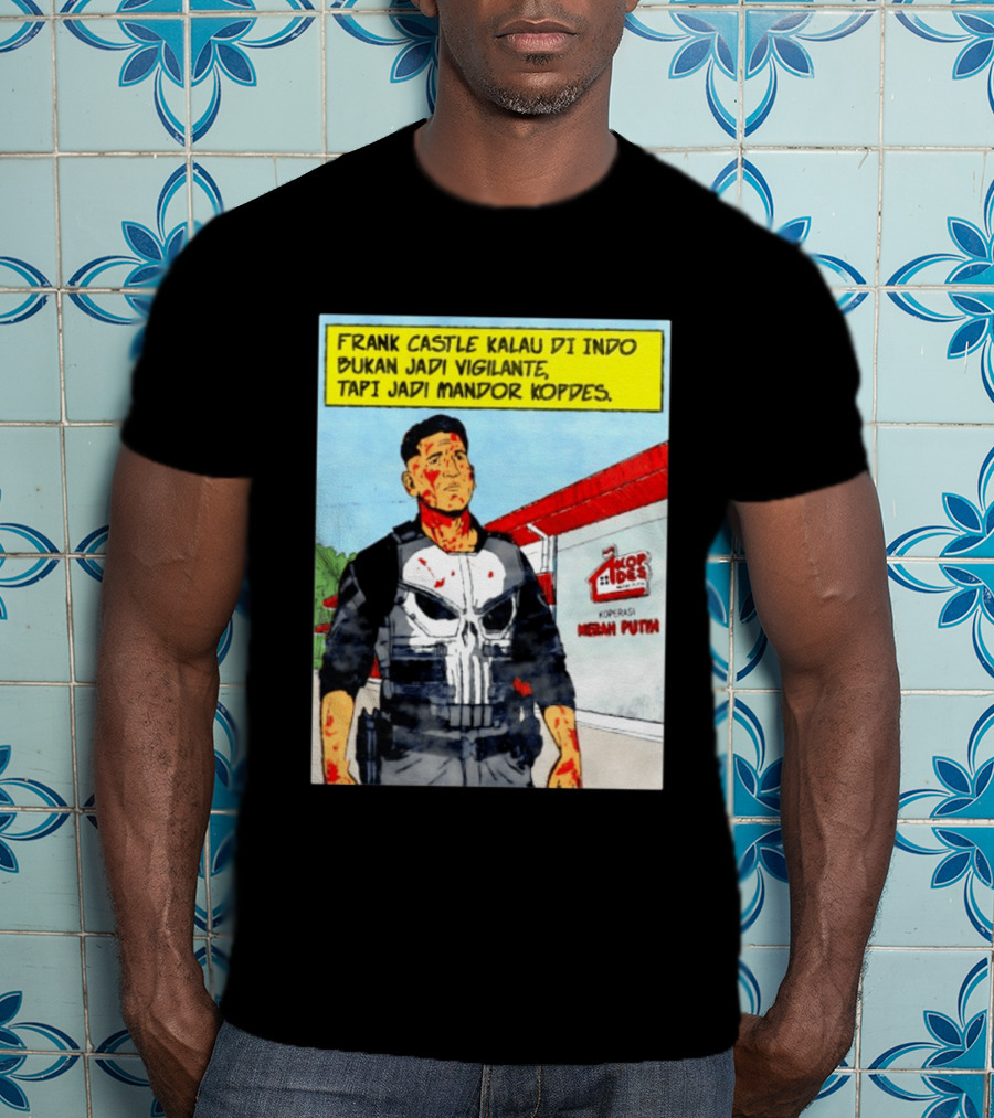 Frank Castle Kalau Di Indo Bukan Jadi Vigilante Tapi Jadi Mandor Kopdes Koperasi Merah Putih Marvel Comics T-Shirt