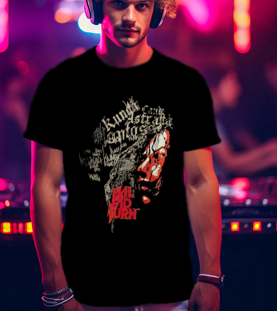 Kunda Astaroth Manto Satta Evil Dead Burn Face Typographic T-Shirt