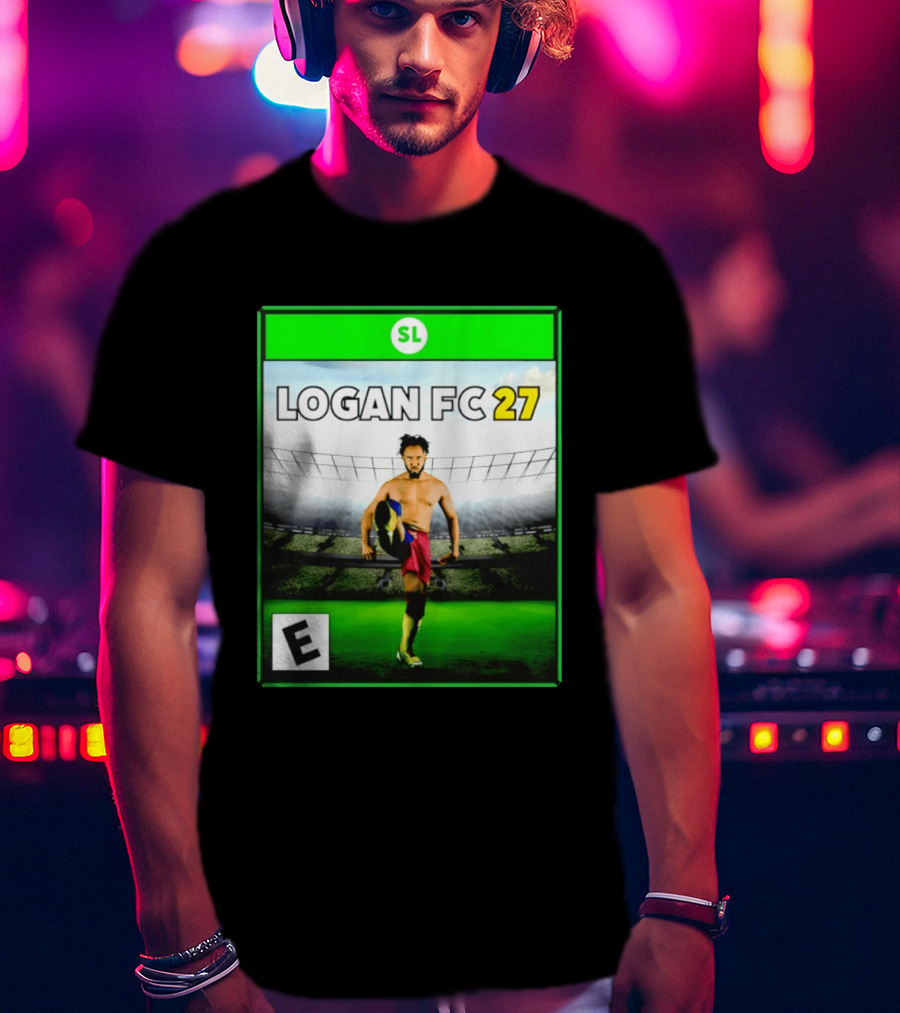 LOGAN FC 27 Soccer Game Box Art With Player In Stadium T-Shirt