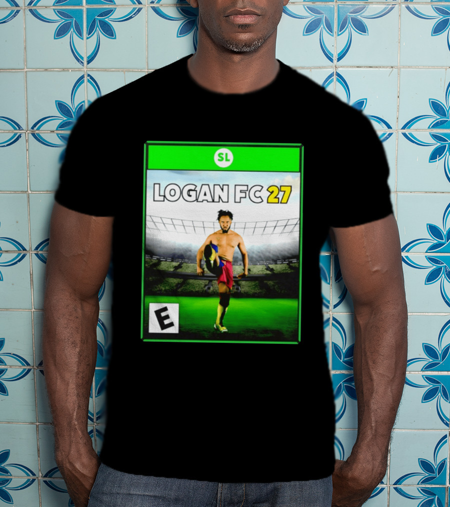 LOGAN FC 27 Soccer Game Box Art With Player In Stadium T-Shirt