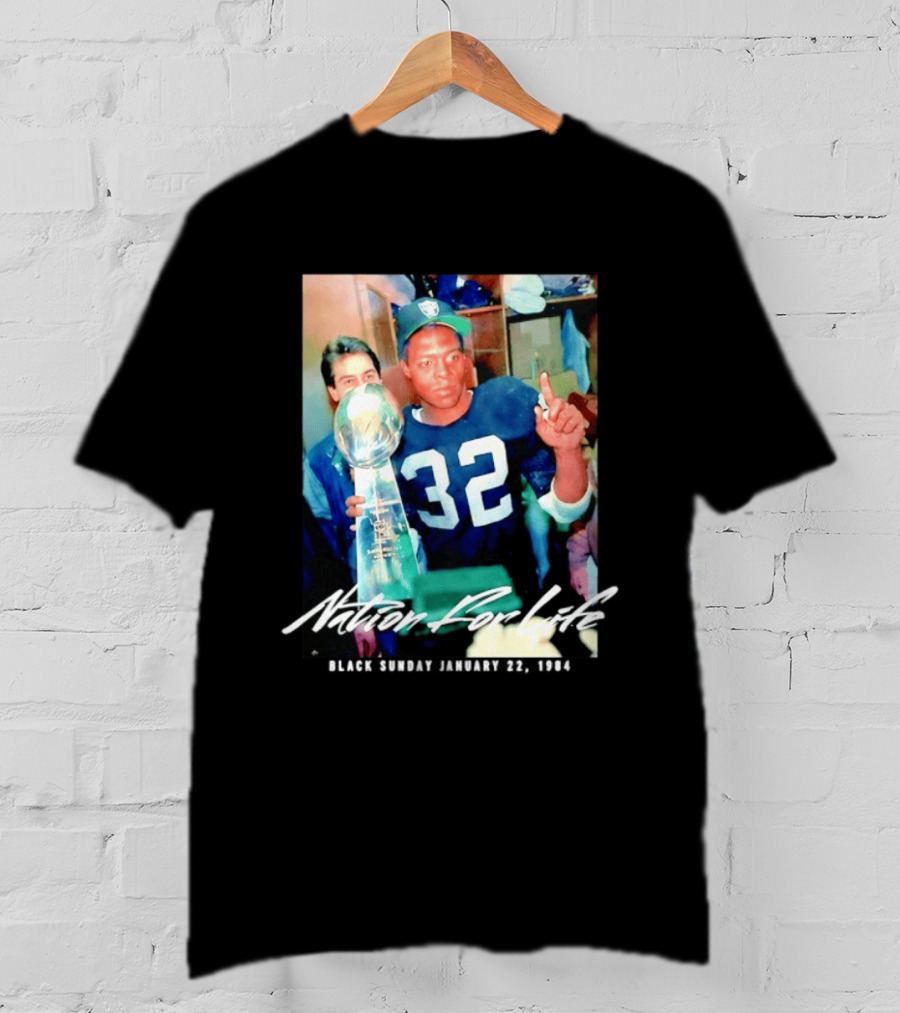 Marcus Allen Nation For Life Black Sunday January 22 1984 T-Shirt