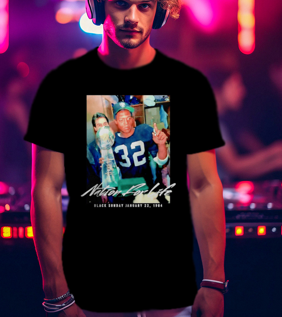 Marcus Allen Nation For Life Black Sunday January 22 1984 T-Shirt