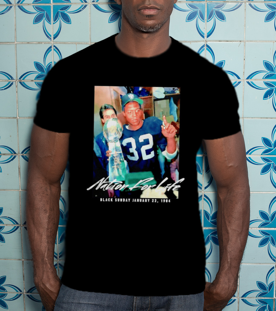 Marcus Allen Nation For Life Black Sunday January 22 1984 T-Shirt
