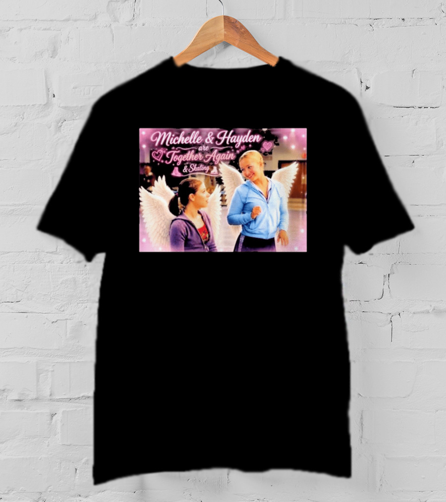 Michelle & Hayden Are Together Again Skating With Angel Wings And Hearts T-Shirt