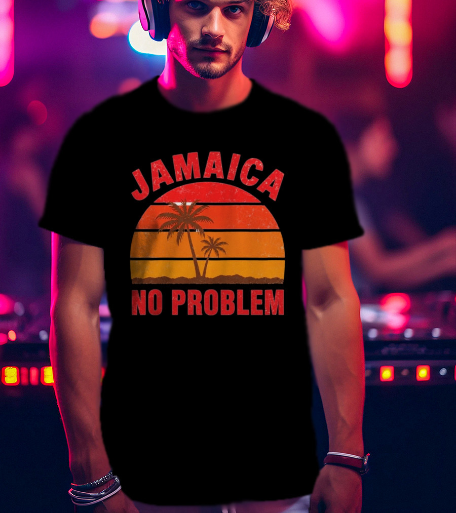 Jamaica No Problem Sunset Palm Trees Vintage Island Vibes T-Shirt