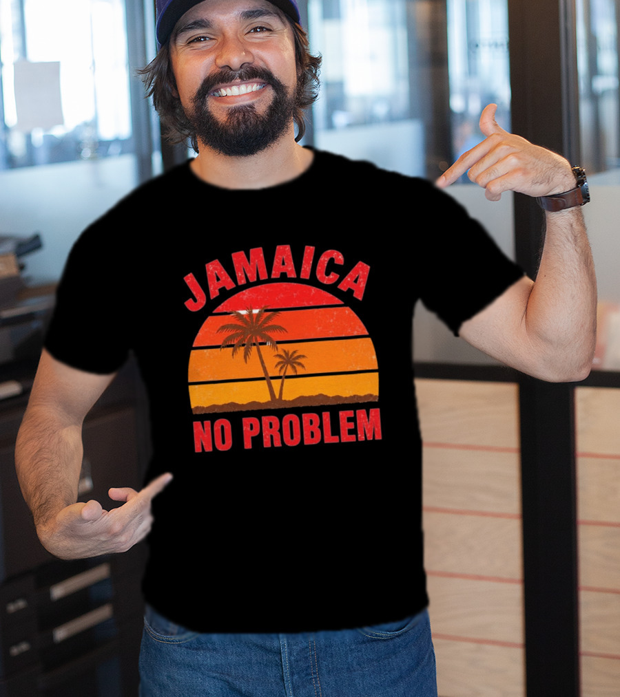 Jamaica No Problem Sunset Palm Trees Vintage Island Vibes T-Shirt