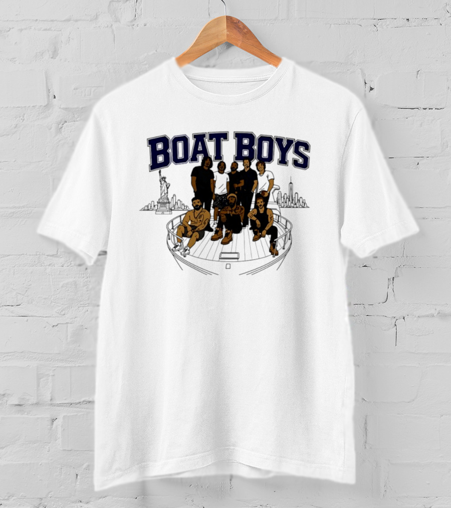 Boat Boys New York City Skyline Statue Of Liberty Group Giants T-Shirt