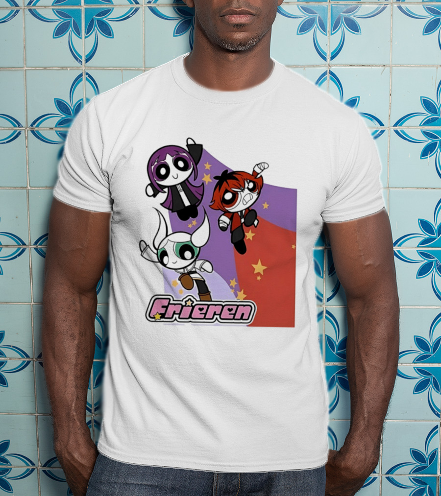Frieren Characters In Powerpuff Girls Style With Stars T-Shirt