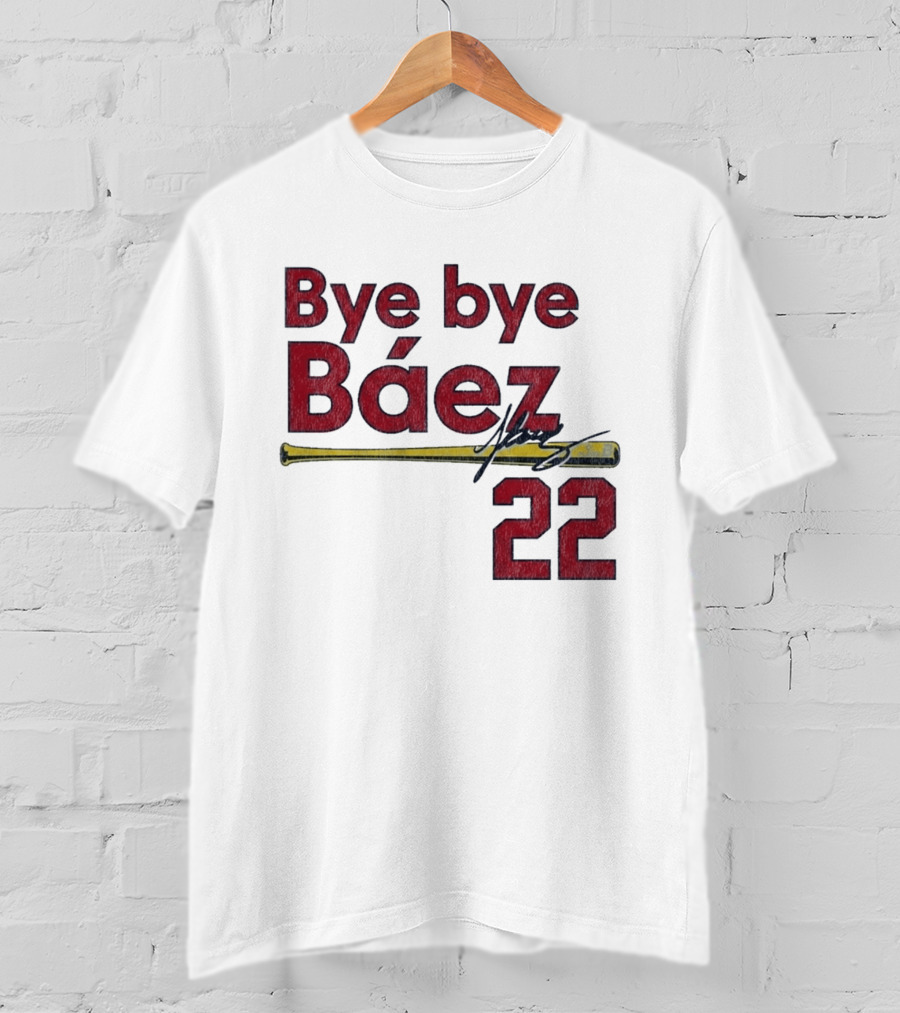 Bye Bye Báez St. Louis Cardinals MLB 2026 Number 22 Baseball Bat Signature T-Shirt