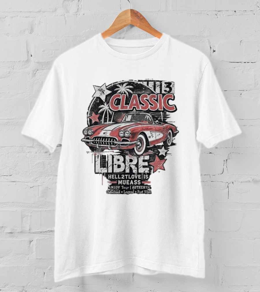 Classic Muscle Car Palm Tree Libre Americana Oldschool Legend Fast Vibes T-Shirt