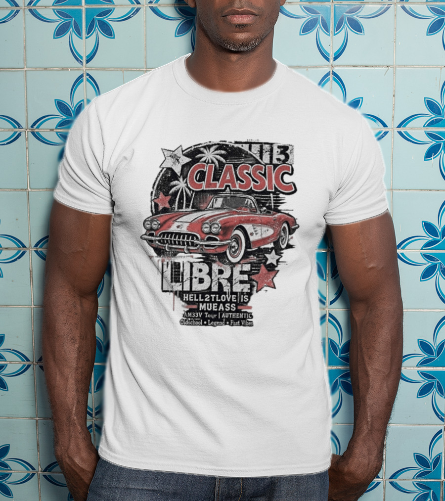 Classic Muscle Car Palm Tree Libre Americana Oldschool Legend Fast Vibes T-Shirt