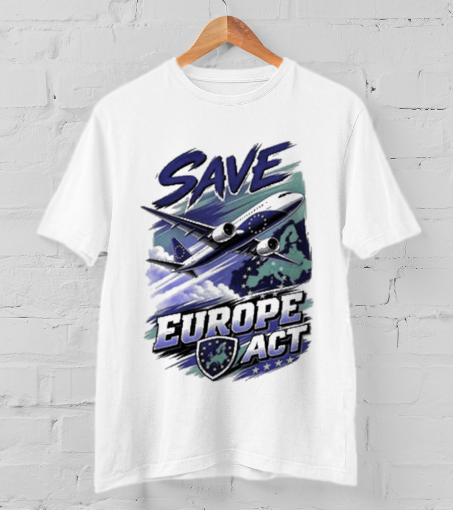 Save Europe Act 2026 Airplane Map Stars T-Shirt