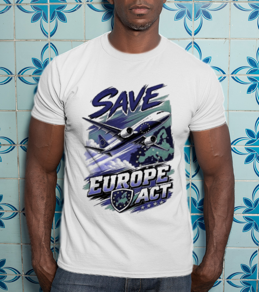 Save Europe Act 2026 Airplane Map Stars T-Shirt