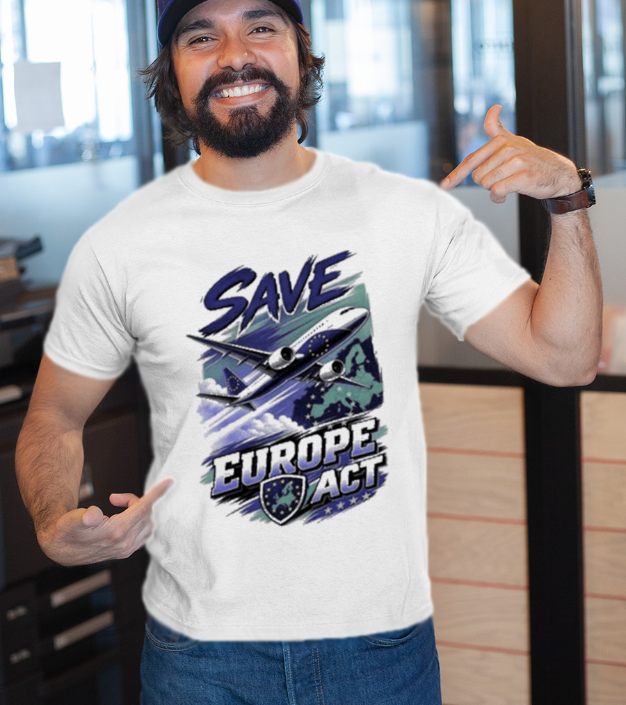 Save Europe Act 2026 Airplane Map Stars T-Shirt