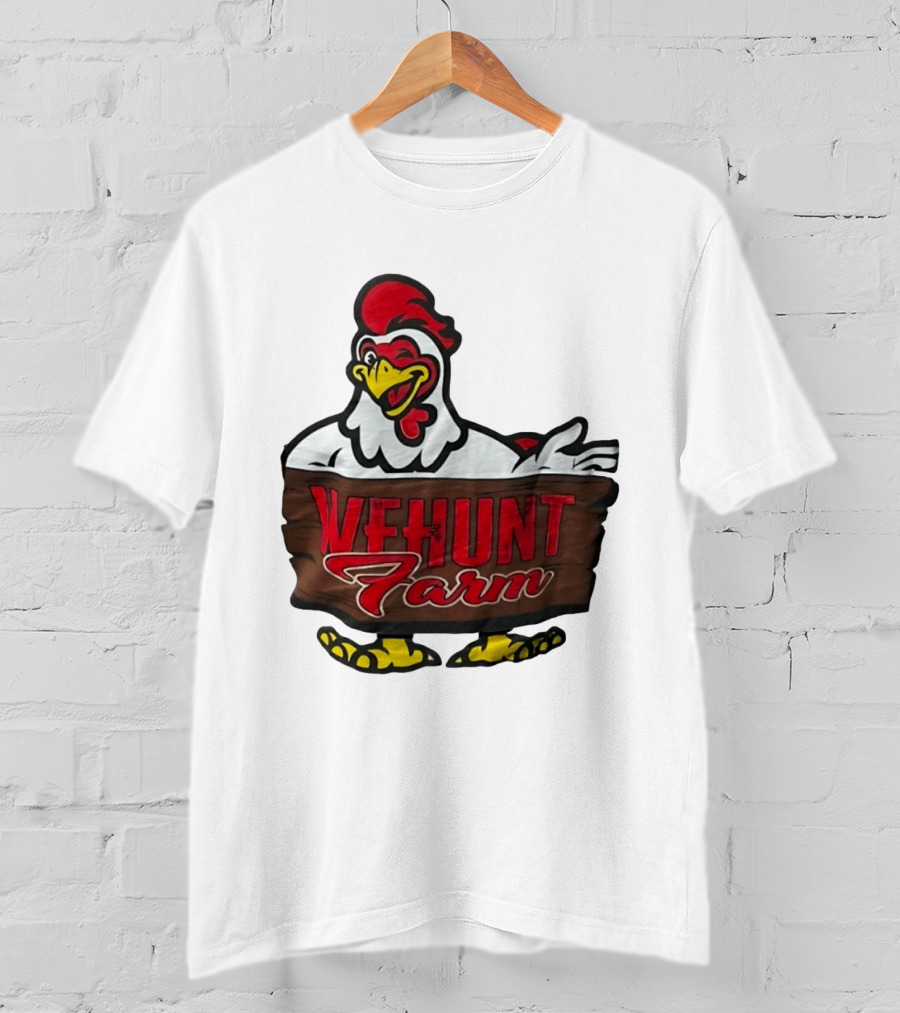 Wehunt Farm Chicken Winking Rooster With Red And Yellow Accents T-Shirt