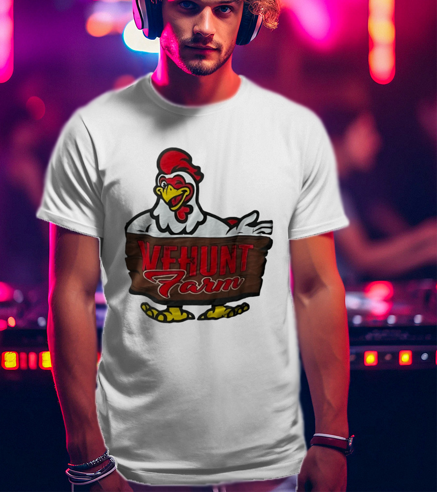 Wehunt Farm Chicken Winking Rooster With Red And Yellow Accents T-Shirt