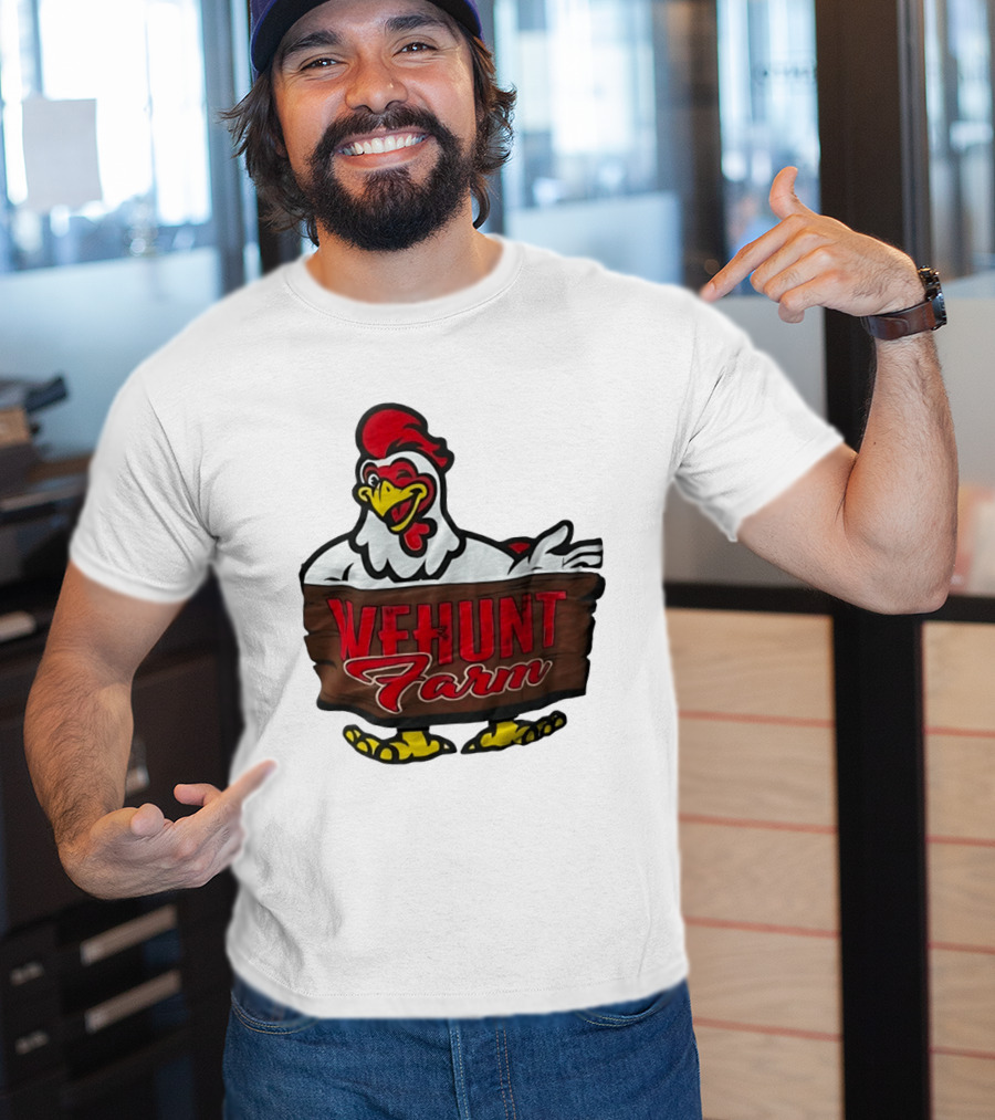 Wehunt Farm Chicken Winking Rooster With Red And Yellow Accents T-Shirt