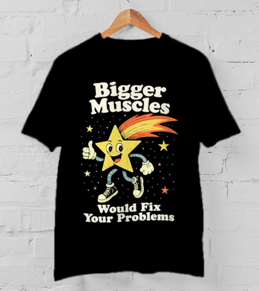 Bigger Muscles Star Cartoon Thumbs Up Encouragement T-Shirt