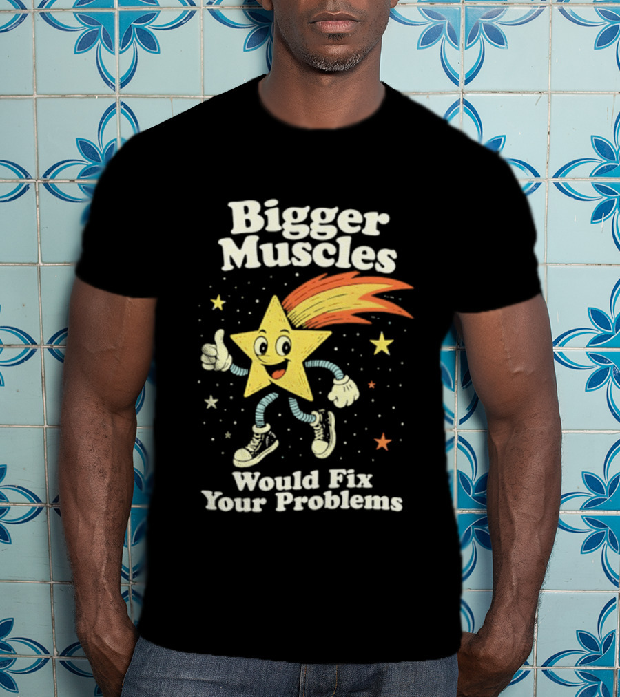 Bigger Muscles Star Cartoon Thumbs Up Encouragement T-Shirt