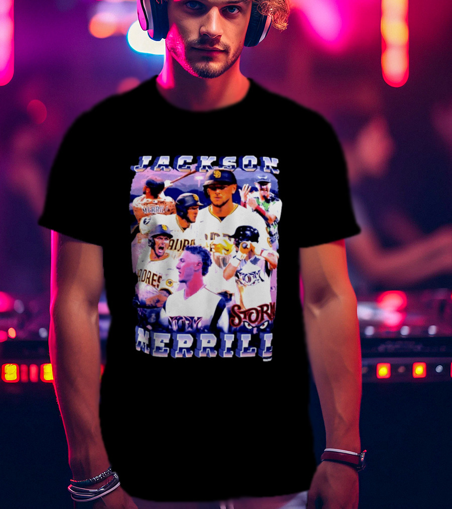 Jackson Merrill Padres Storm Baseball Collage San Diego T-Shirt