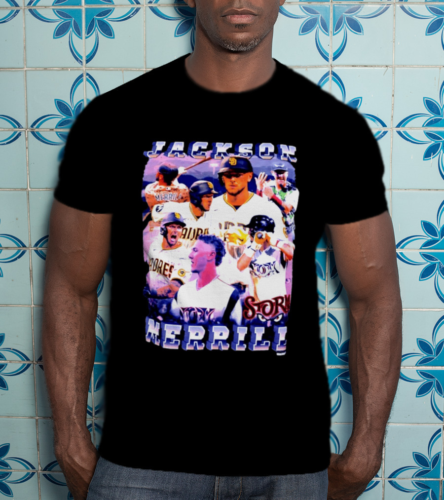 Jackson Merrill Padres Storm Baseball Collage San Diego T-Shirt