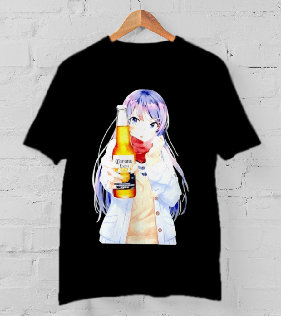 Mai Sakurajima Holding Corona Extra Rascal Does Not Dream Of Bunny Girl Senpai Anime T-Shirt