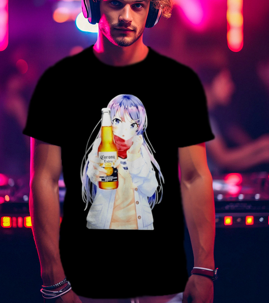 Mai Sakurajima Holding Corona Extra Rascal Does Not Dream Of Bunny Girl Senpai Anime T-Shirt