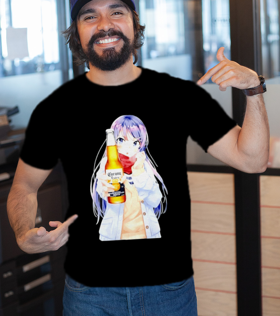 Mai Sakurajima Holding Corona Extra Rascal Does Not Dream Of Bunny Girl Senpai Anime T-Shirt