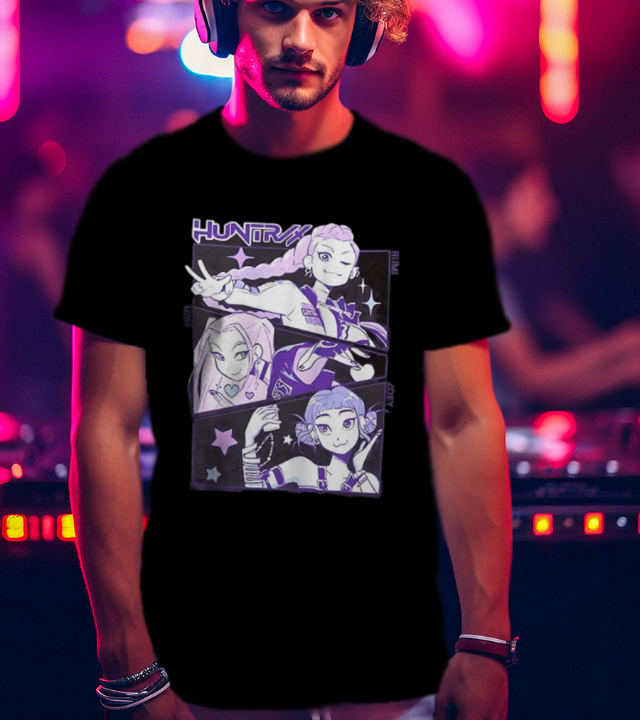Huntrix Rumi Mira Zoey K POP World Tour Demon Hunters 2 Sided T-Shirt