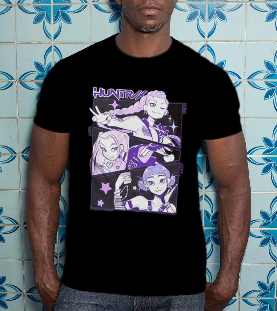 Huntrix Rumi Mira Zoey K POP World Tour Demon Hunters 2 Sided T-Shirt
