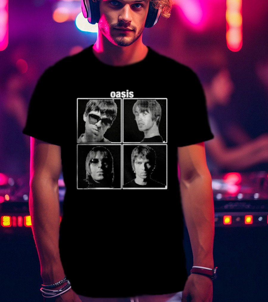 Oasis Band Members Britpop Liam Gallagher Iconic 90s Music Photos T-Shirt