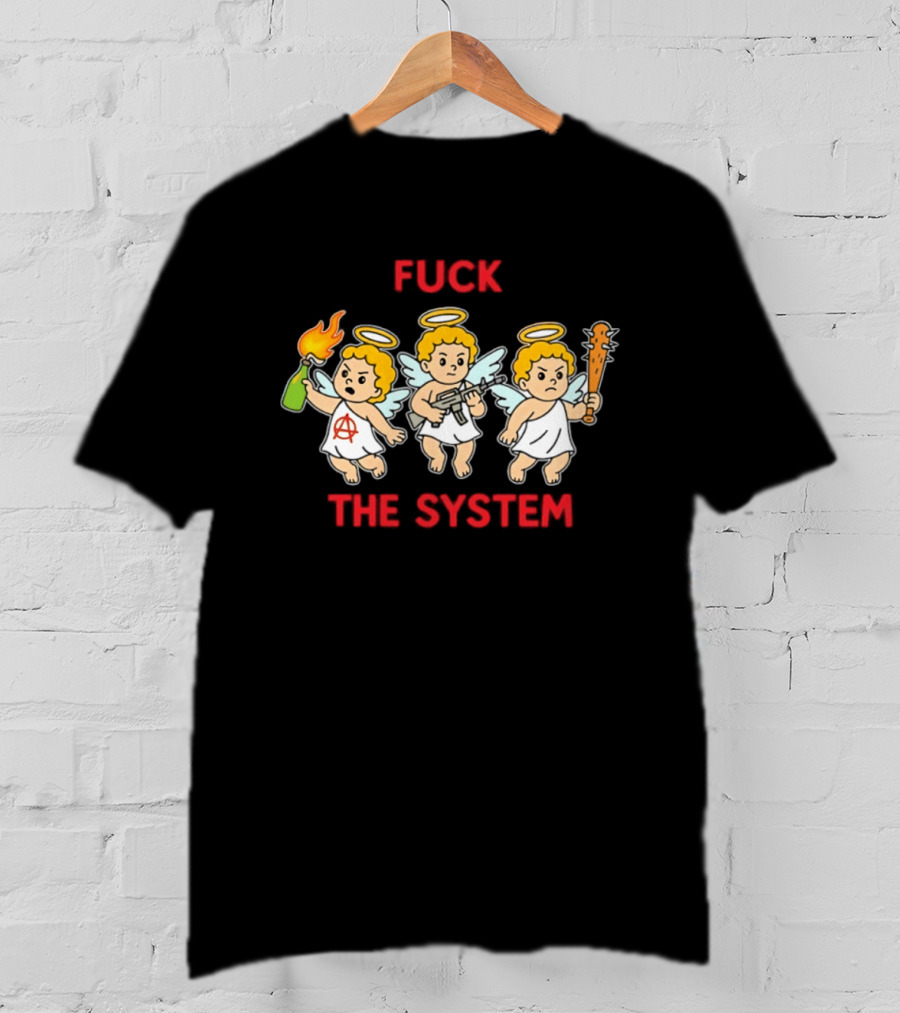 Anarchy Angels Punk Rebellion Fuck The System Cherub T-Shirt