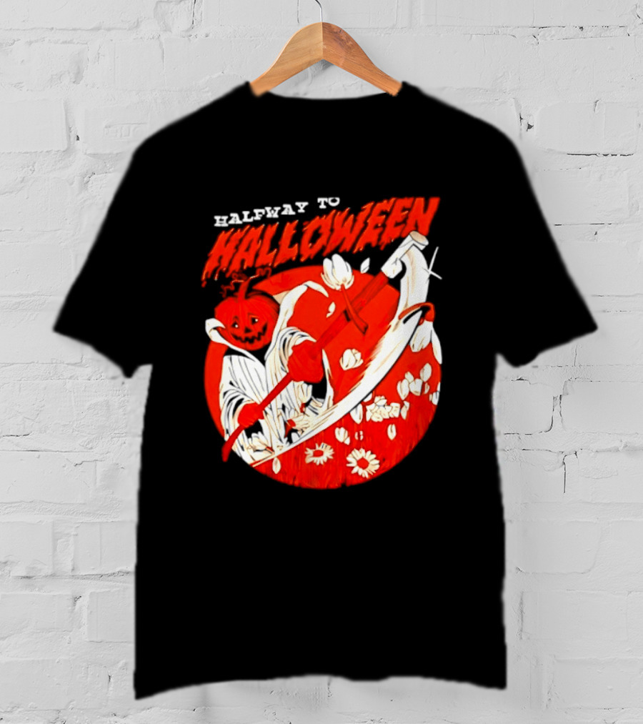 Halfway To Halloween Pumpkin Reaper Spooky T-Shirt