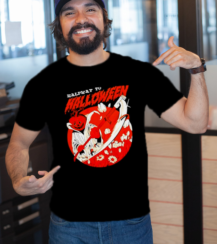Halfway To Halloween Pumpkin Reaper Spooky T-Shirt