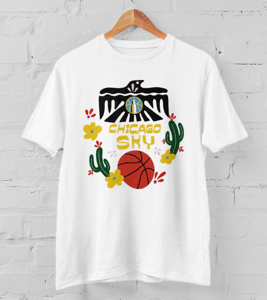 Chicago Sky Latina Empowerment Night Basketball With Floral Cactus Motif T-Shirt