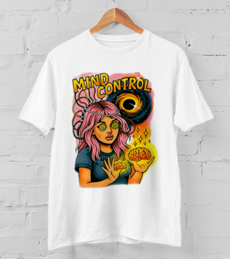 Mind Control Teen Hearts Psychedelic Black Hole Spiral Eyes Brain Magic T-Shirt