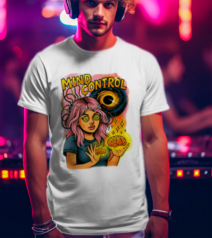 Mind Control Teen Hearts Psychedelic Black Hole Spiral Eyes Brain Magic T-Shirt