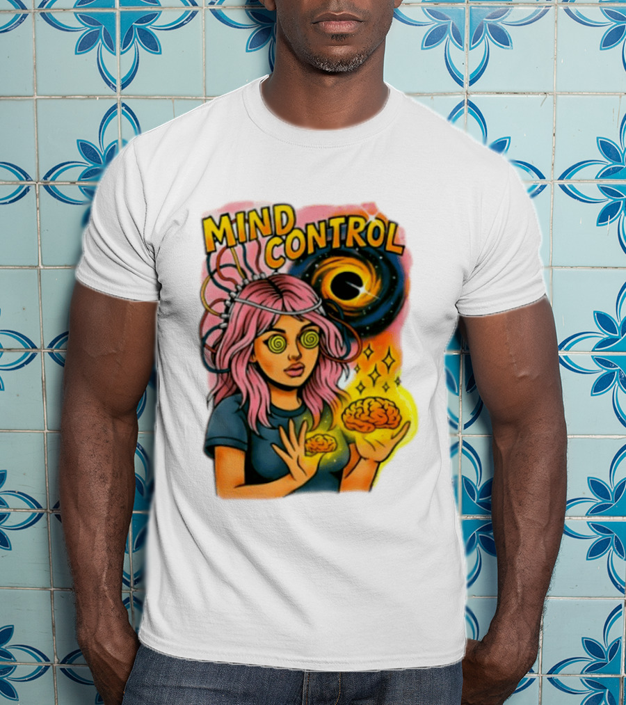 Mind Control Teen Hearts Psychedelic Black Hole Spiral Eyes Brain Magic T-Shirt