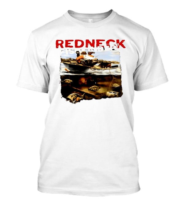 Redneck Fishfinder Fishing Boat Scene With Underwater View T-Shirt