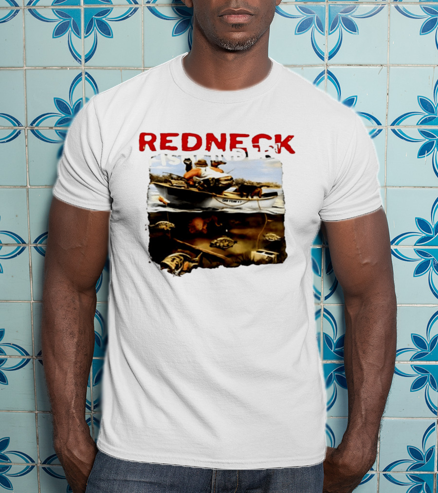 Redneck Fishfinder Fishing Boat Scene With Underwater View T-Shirt