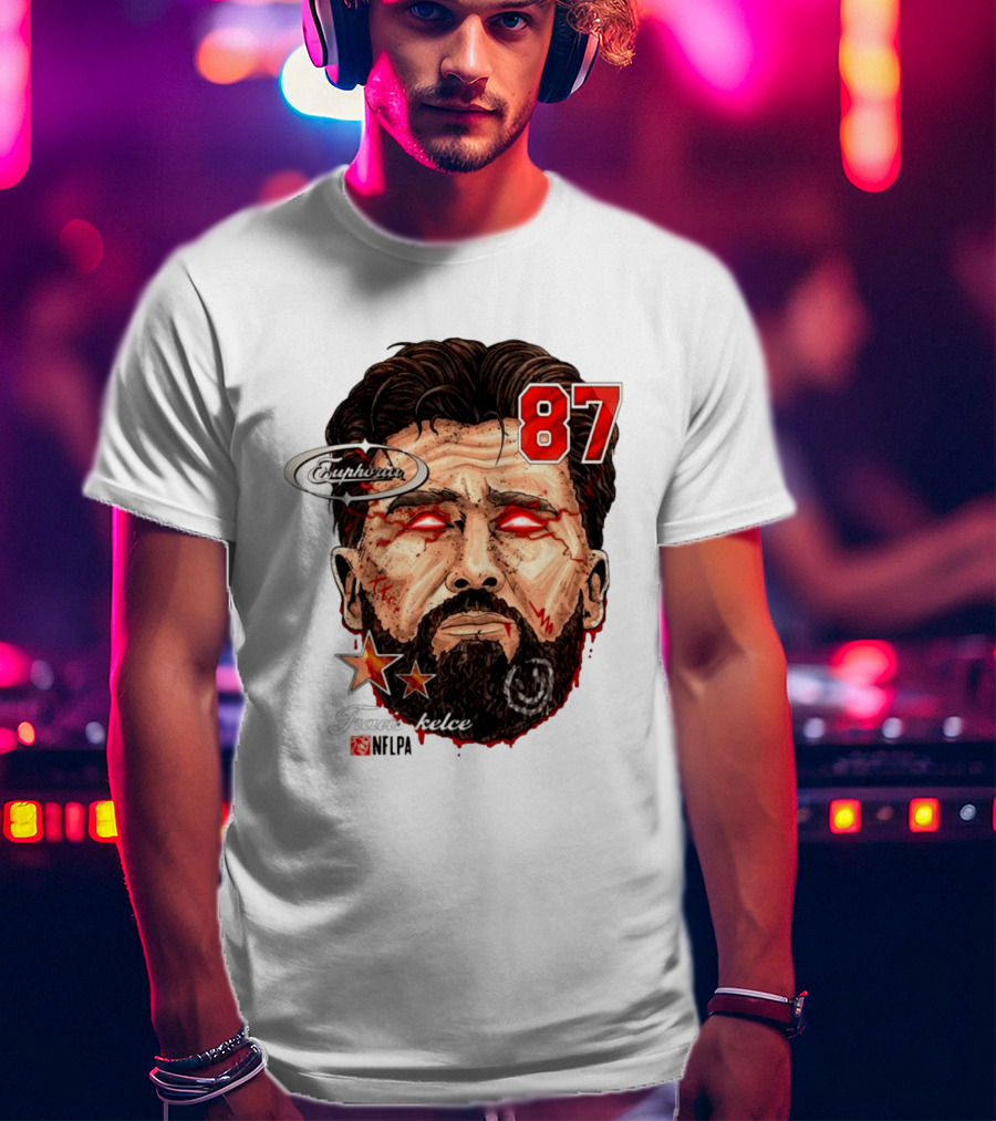Travis Kelce Euphoria Lightning NFLPA Big Head 87 T-Shirt